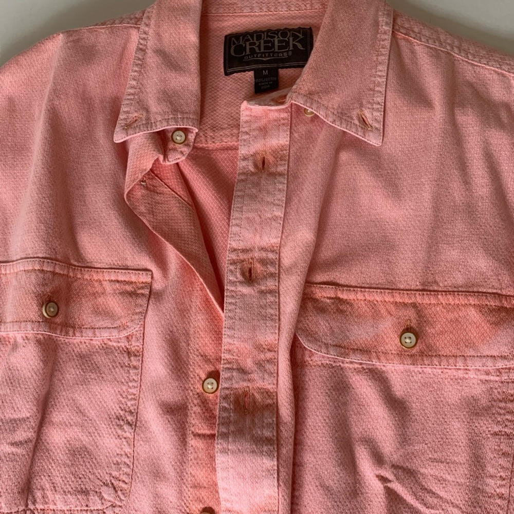 Madison Creek cotton long sleeve button down shirt in light pink salmon sz M